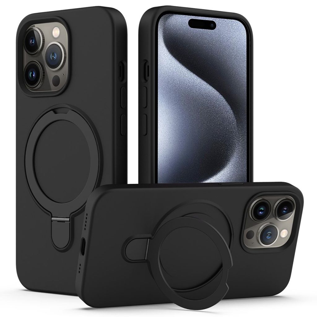 iPhone 15 Pro MagSafe Case with Ring Stand - Black