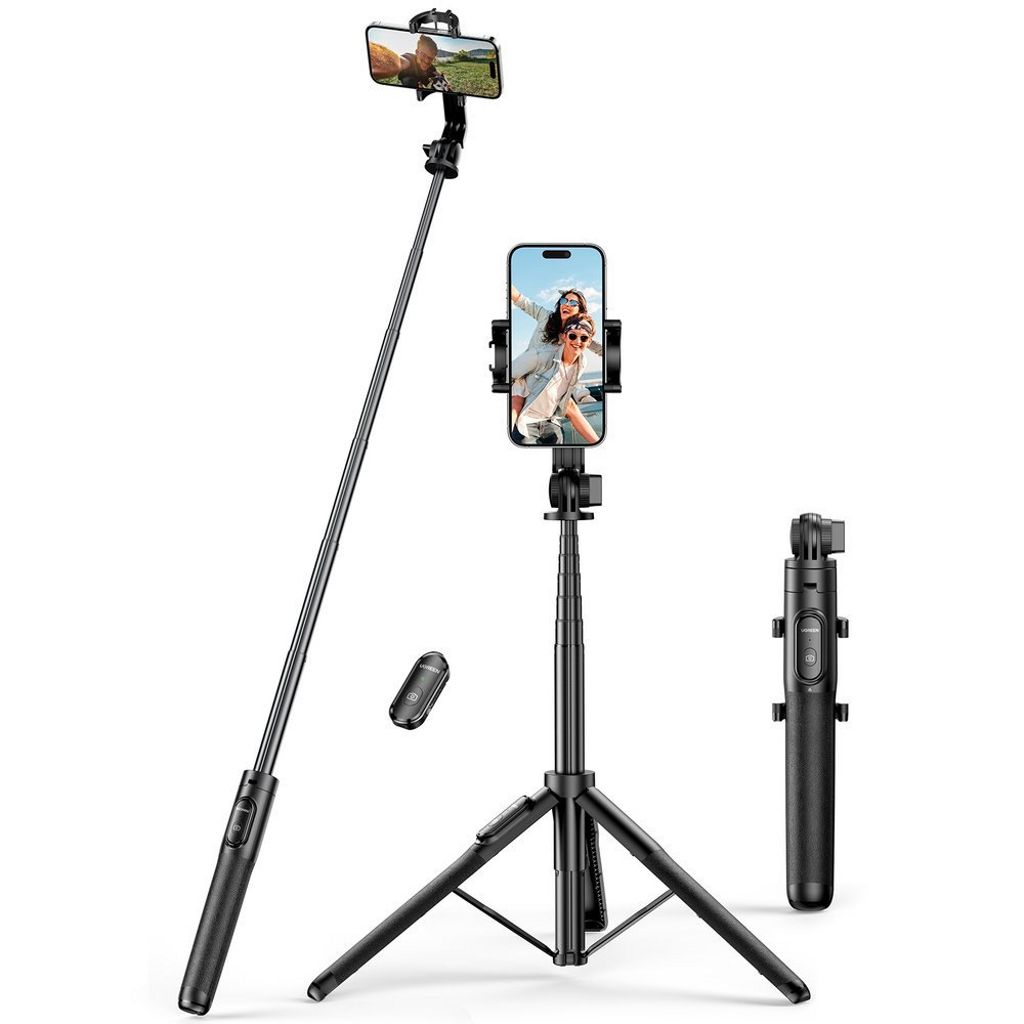 UGREEN Selfie Stick with Tripod and Bluetooth Remote Control 1.6m - Black