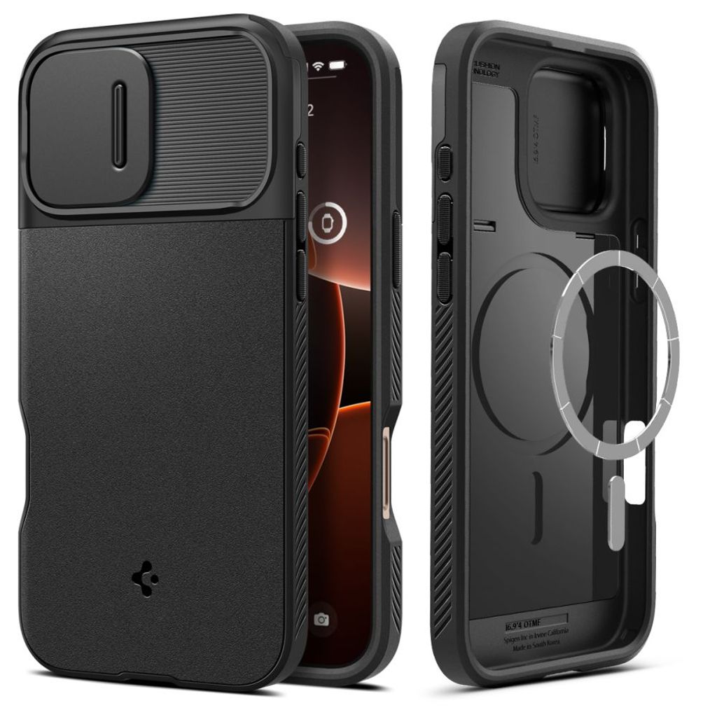 Spigen Optik Armor MagSafe skal för iPhone 16 Pro Max - svart