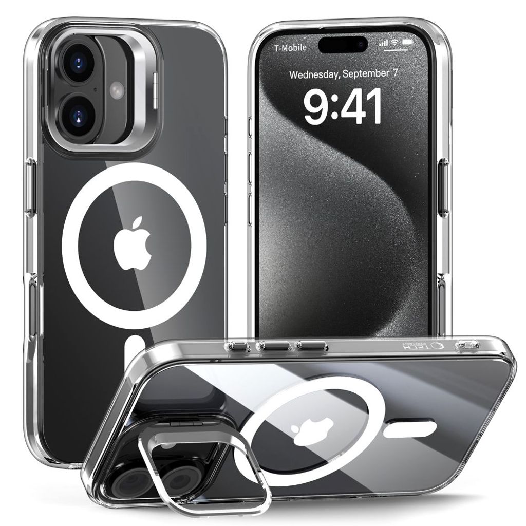 Tech-Protect MagStand MagSafe skal för iPhone 16 - transparent