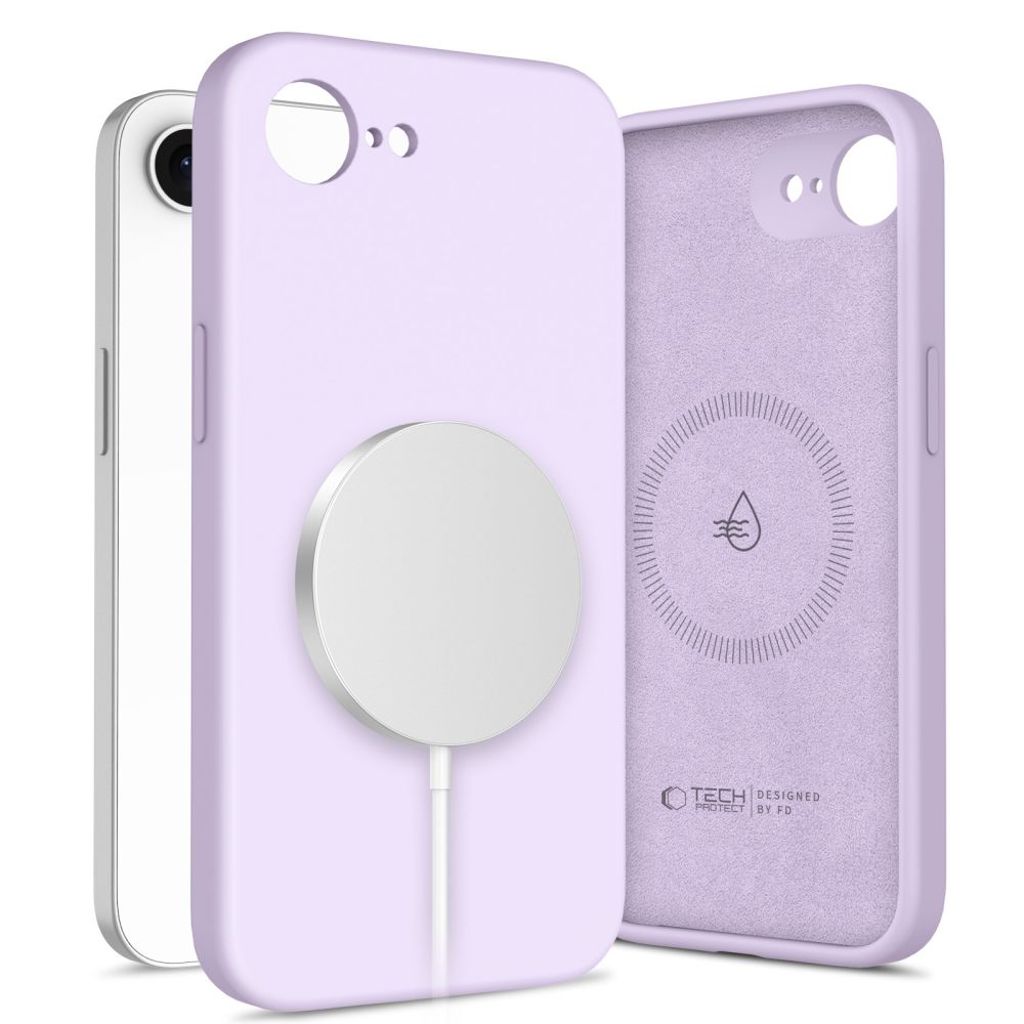 Tech-Protect i flytande silikon MagSafe skal för iPhone 16e - lila