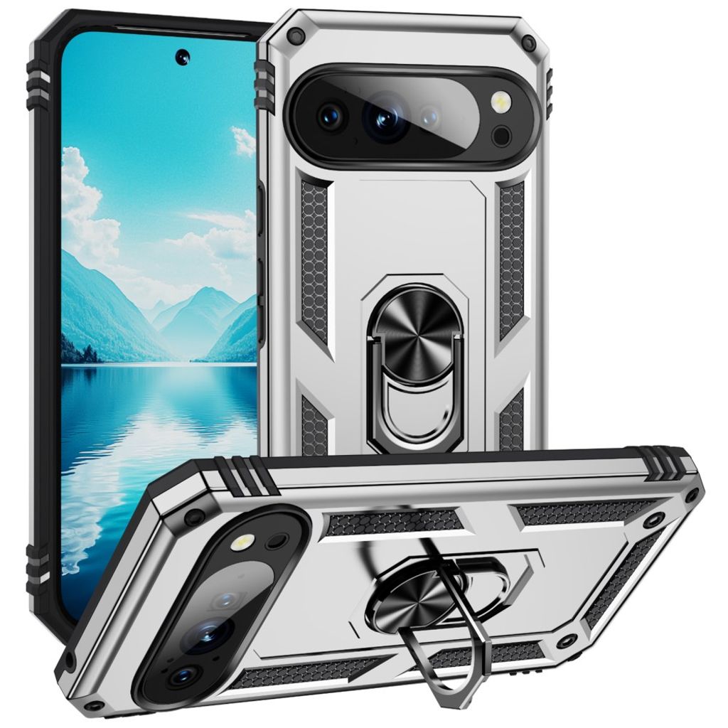 Google Pixel 10 / 10 Pro mobilskal with stativ – silver
