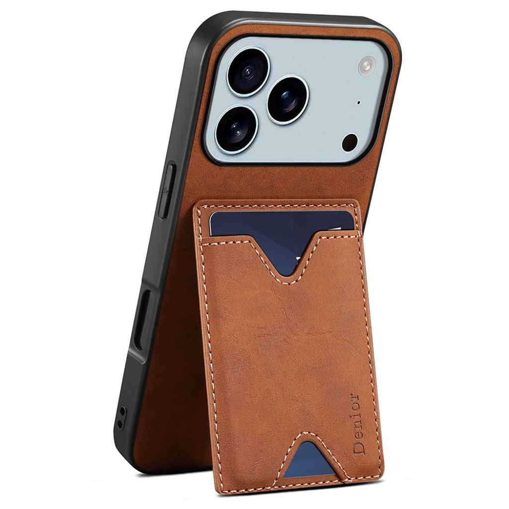 DENIOR iPhone 17 Pro skal with stativ – brun