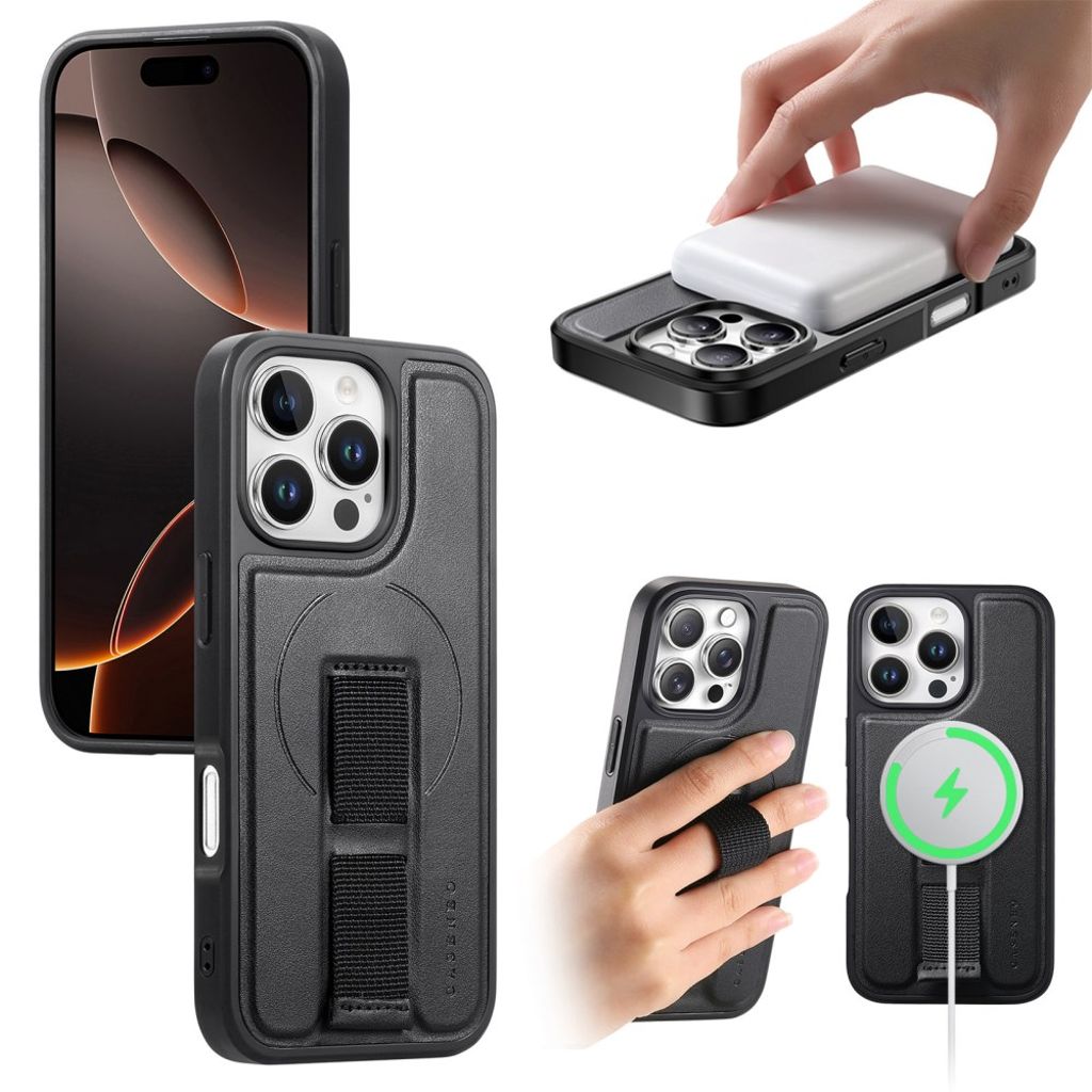 CASENO iPhone 16 Pro Max MagSafe Compatible Case with Strap Grip - Black