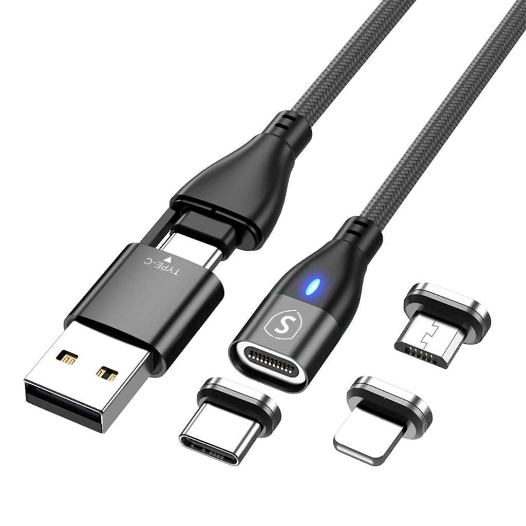 SiGN Magnetic cable 3-in-1 USB-C, Lightning, Micro-USB 2.4A, 1 m - Black