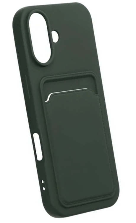 Silikonskal med korthållare – iPhone 17 (Militärgrön)