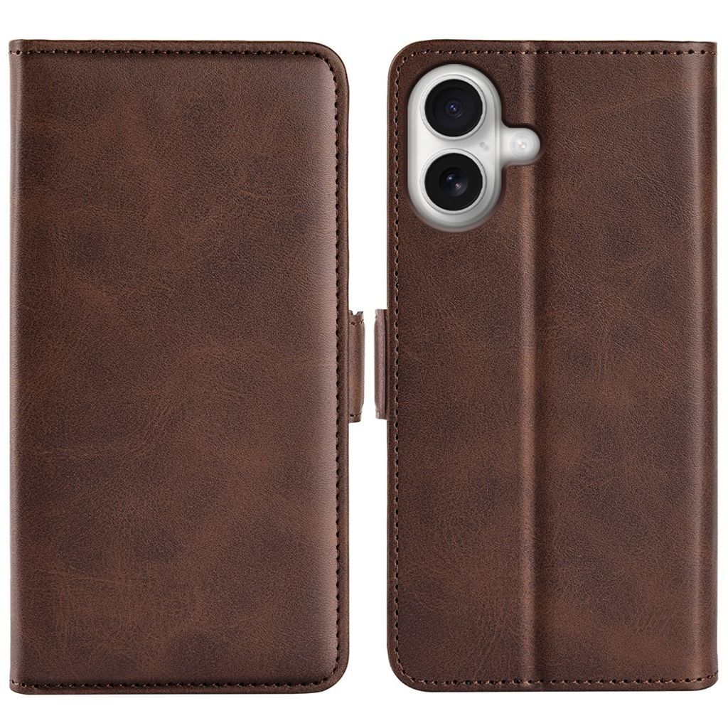 IPhone 17 calf texture PU leather wallet phone fodral - brun