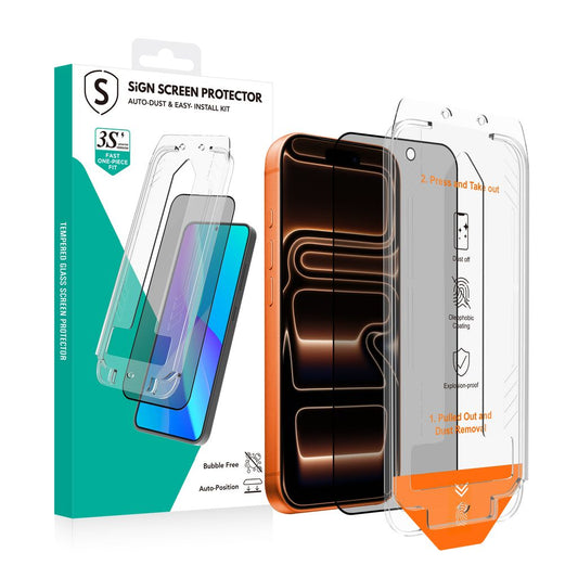 SiGN sekretess skärmskydd iPhone 17 Pro Max – EZ Apply dust free applicator