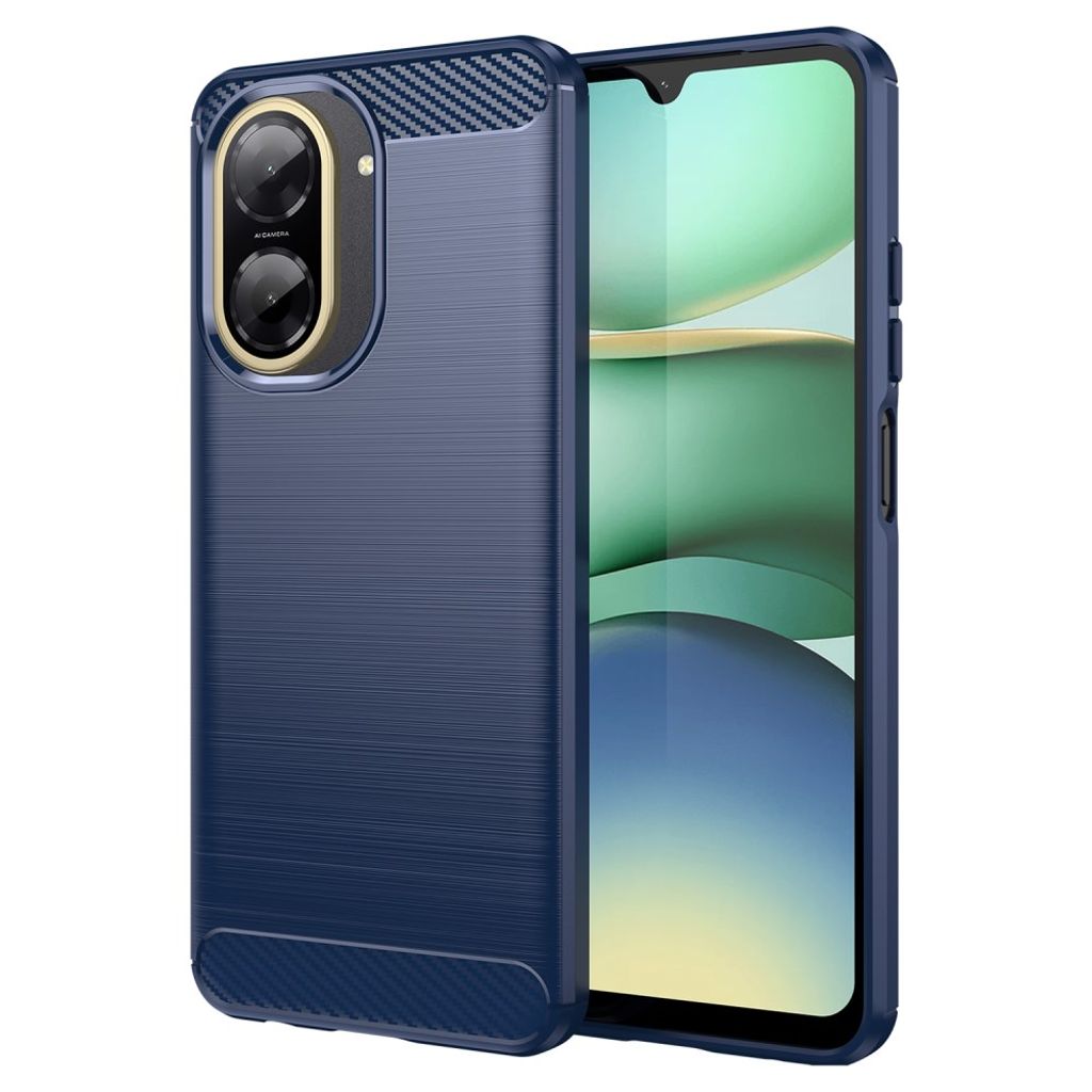 xiaomi redmi a5 4g case protective phone case carbon fiber texture brushed - blue