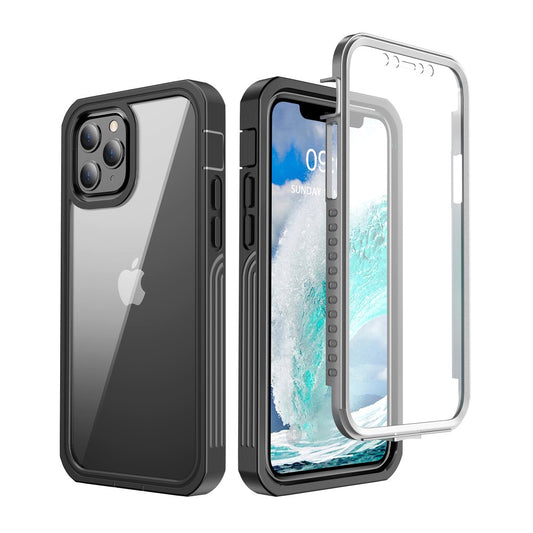 Full-body skal + skärmskydd for iPhone 12 Pro Max – svart