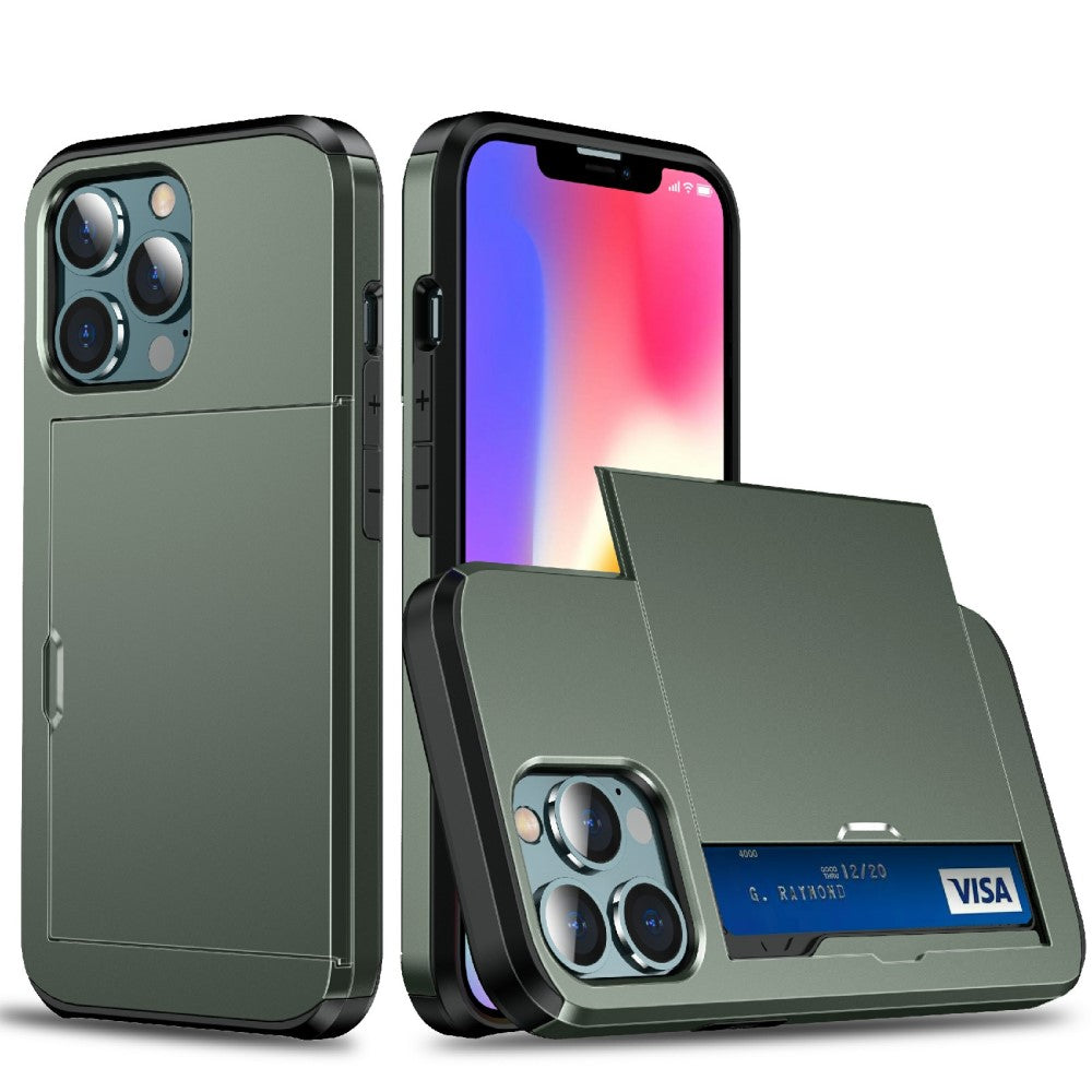 Case with Card Holder for iPhone 13 Pro - Green