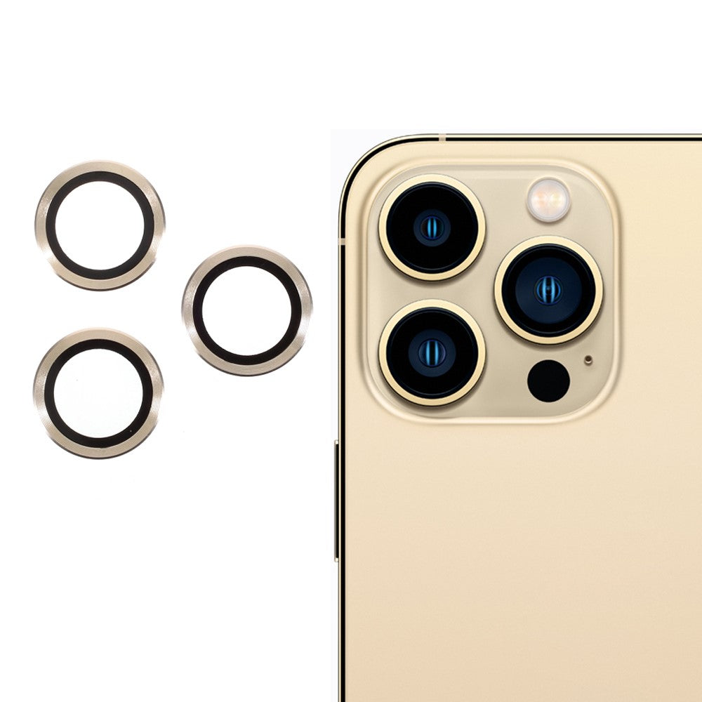 RURIHAI iPhone 13 Pro Max, 13 Pro linsskydd - guld