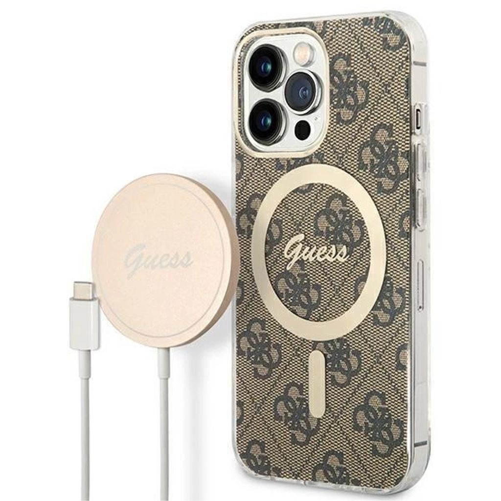 Guess Magsafe skal och laddare set för iPhone 13 Pro - brun