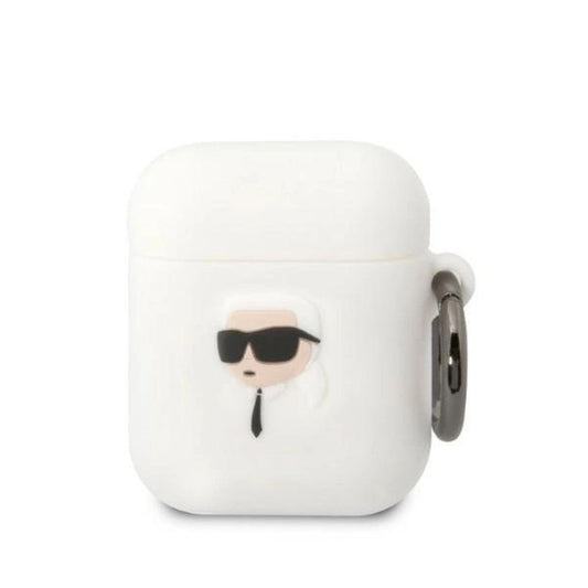 Karl Lagerfeld  AirPods 1/2 silicone case Karl's Head 3D - White