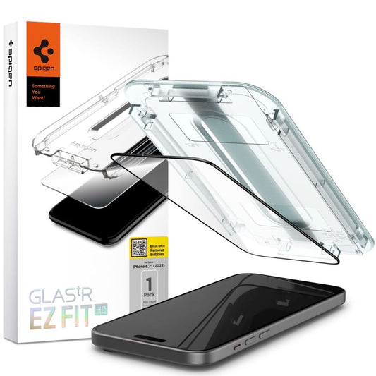 Spigen Glas.tR EZ Fit FC skärmskydd för iPhone 15 Plus - svart