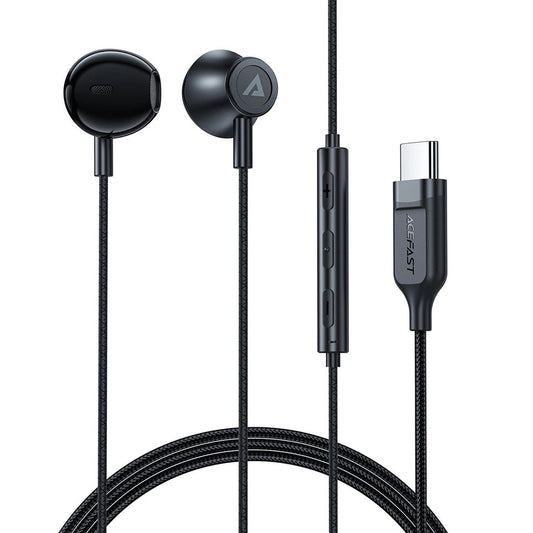 Acefast L2 In-Ear hörlurar USB-C, Microphone, Remote Control, 1.2 m - svart