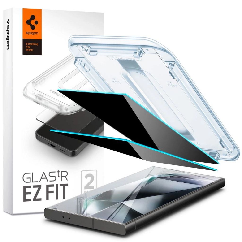Spigen Samsung Galaxy S24 Ultra Glas.tR EZ Fit Privacy skärmskydd, 2-pack