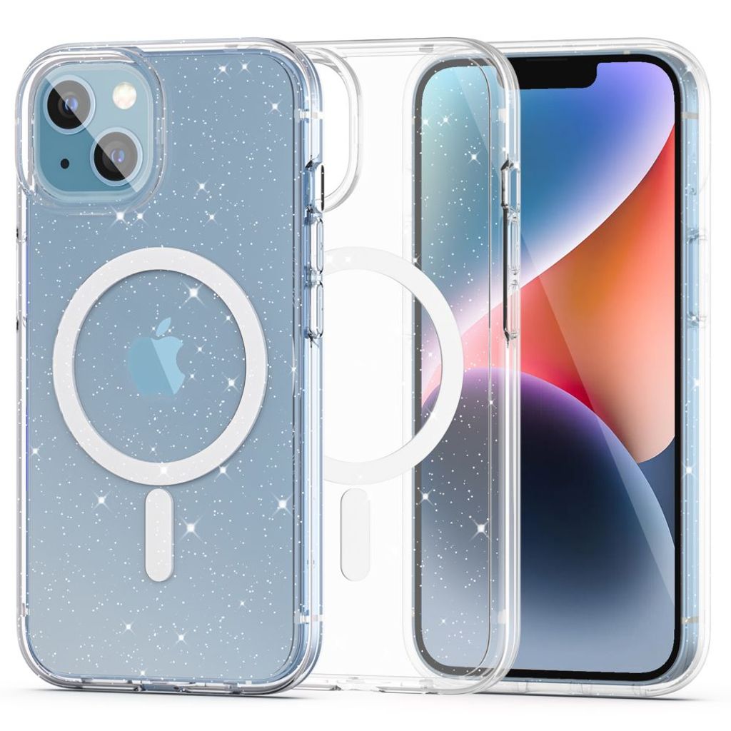 Tech-Protect FlexAir Hybrid MagSafe skal för iPhone 13/14 - transparent Glitter