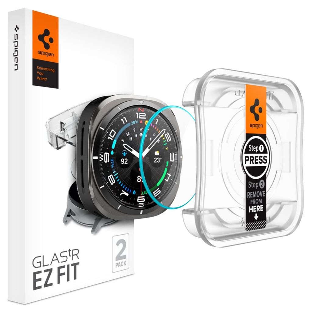 Spigen Glas.tR EZ Fit skärmskydd Samsung Galaxy Watch Ultra 47mm, 2-pack