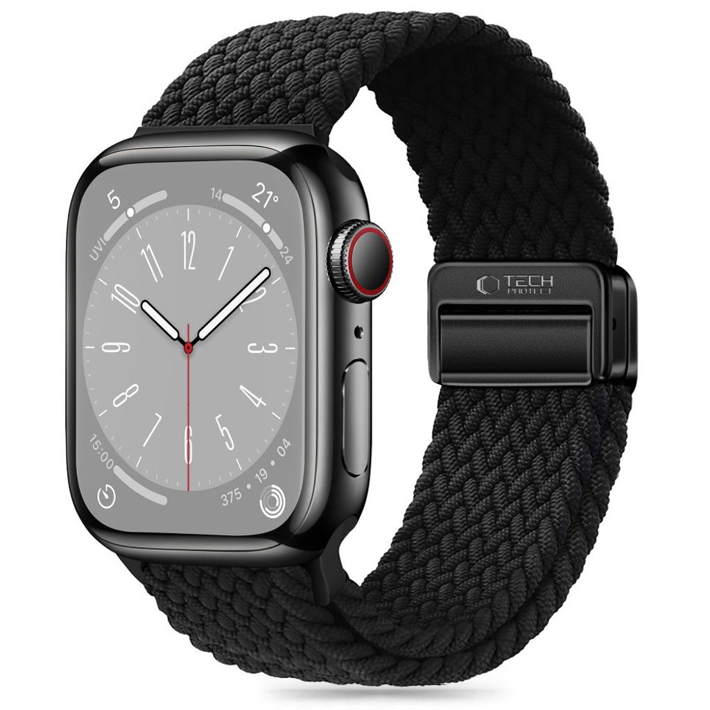 Tech-Protect Nylonmag klockarmband för Apple Watch 42/44/45/49 mm - svart