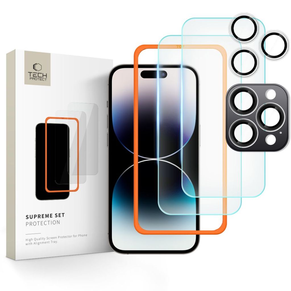 Tech-Protect Supreme Set 3pcs Screen & linsskydd för iPhone 16 Pro Max - transparent