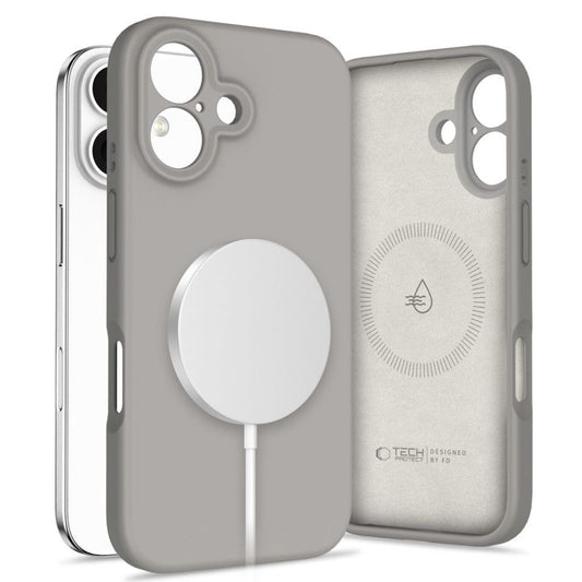 Tech-Protect i flytande silikon MagSafe skal för iPhone 16 - grå
