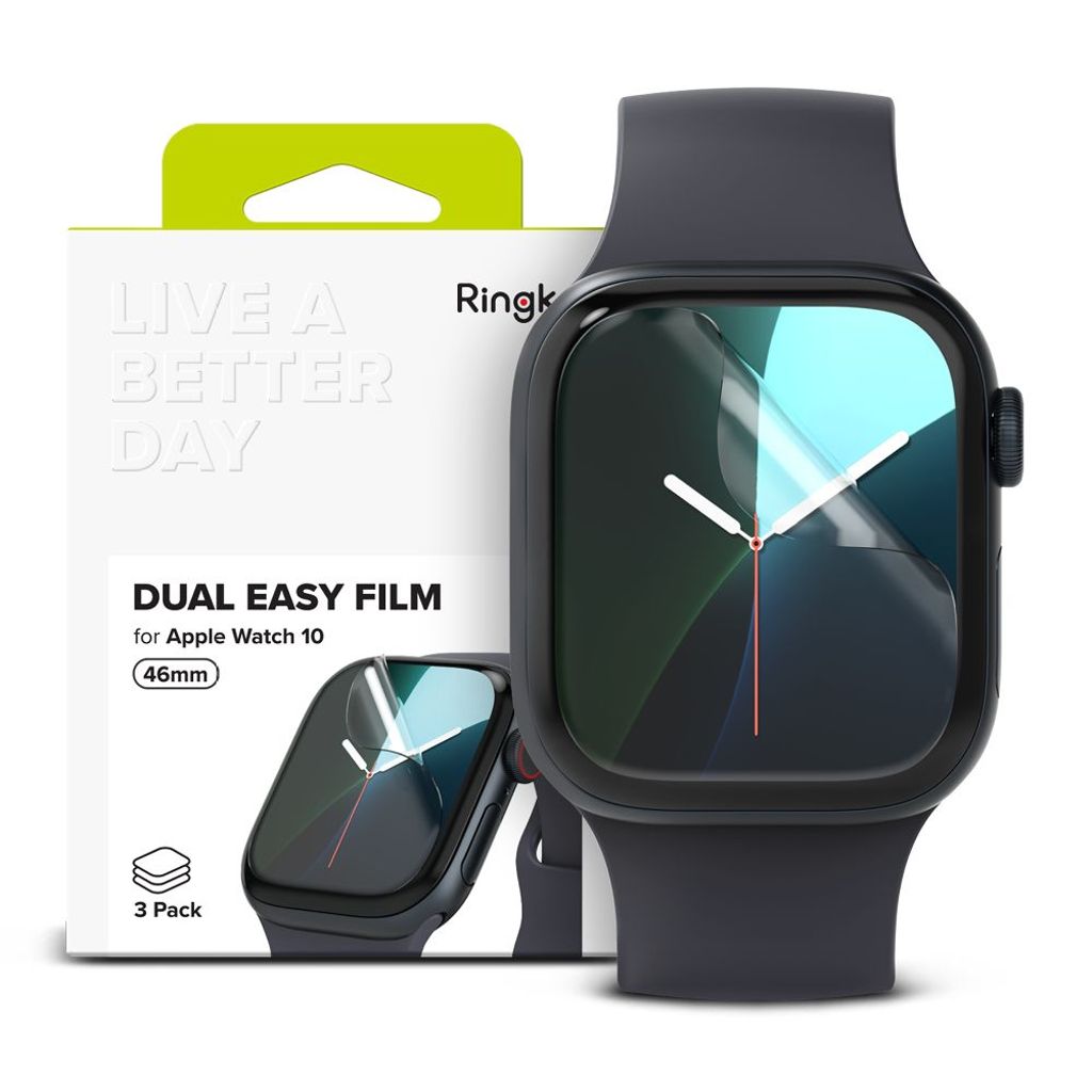 Ringke Dual Easy skärmskydd för Apple Watch 10 46 mm, 3-pack