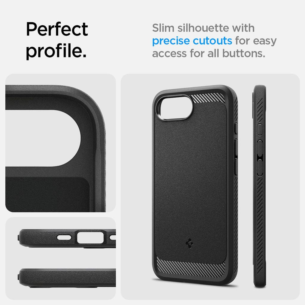 Spigen Rugged Armor MagSafe skal för iPhone 16e - svart