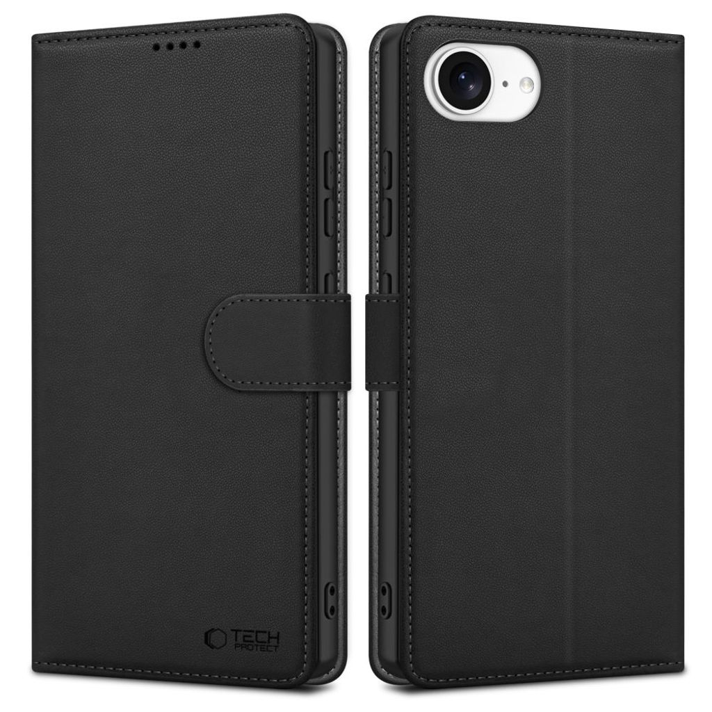 Tech-Protect plånboksfodral för iPhone 16e - Matte svart