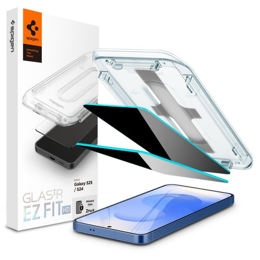 Spigen Glas.tR EZ Fit Privacy 2-pack skärmskydd för Samsung Galaxy S24/S25