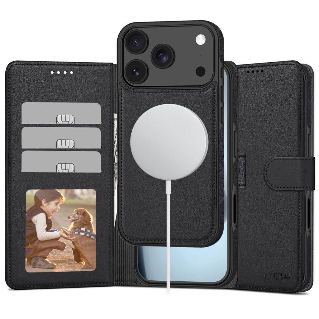 Tech-Protect MagSafe plånboksfodral för iPhone 17 Pro Max - Matte svart