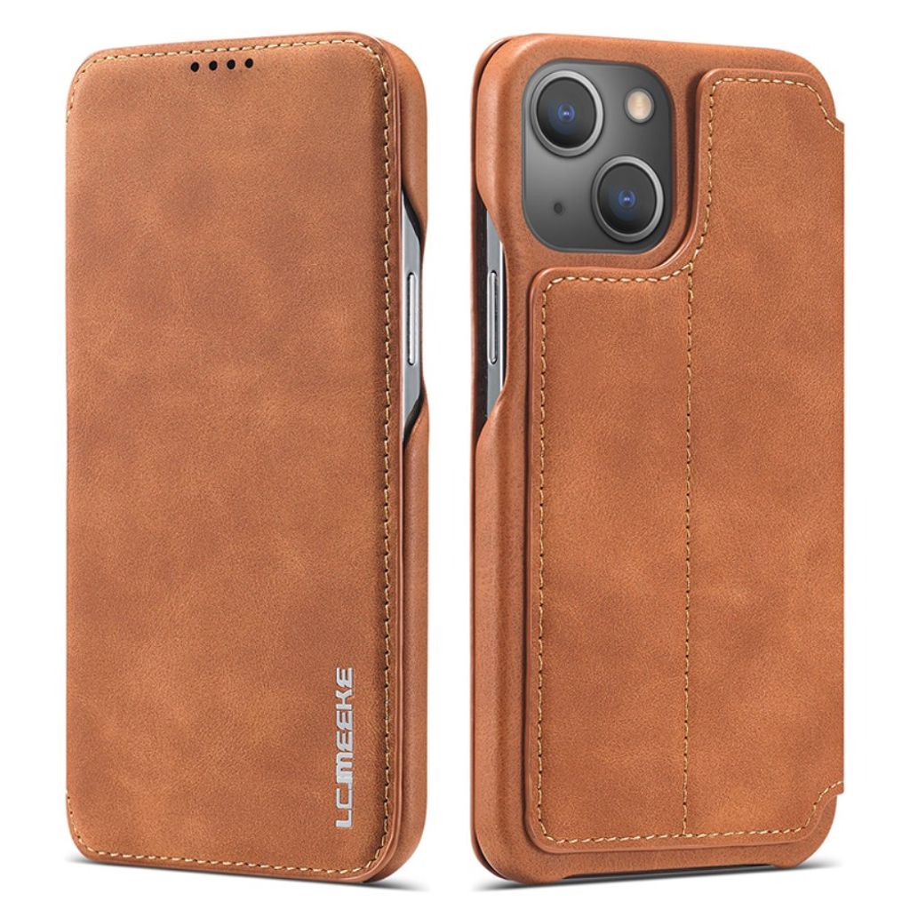 LC.IMEEKE iPhone 15 plånboksfodral stativ/kortfack - brun