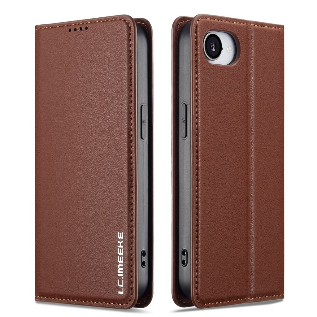 LC.IMEEKE iPhone 16e plånboksfodral stativ - brun