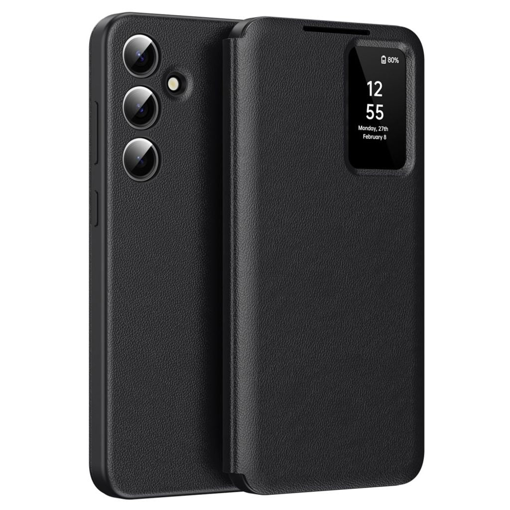 Samsung Galaxy S25 Cover with Viewing Window and Card Holder – Black