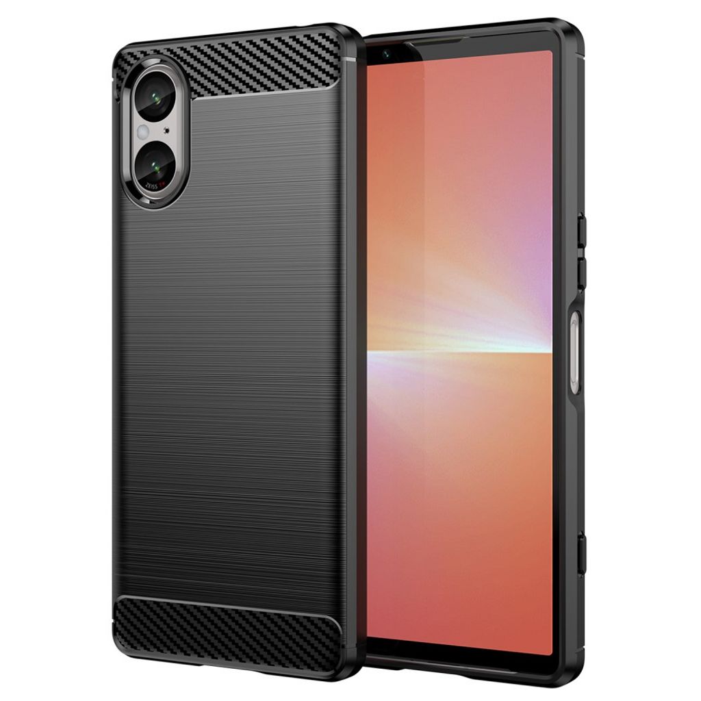 Sony Xperia 5 V Case with brushed fiber texture - Black