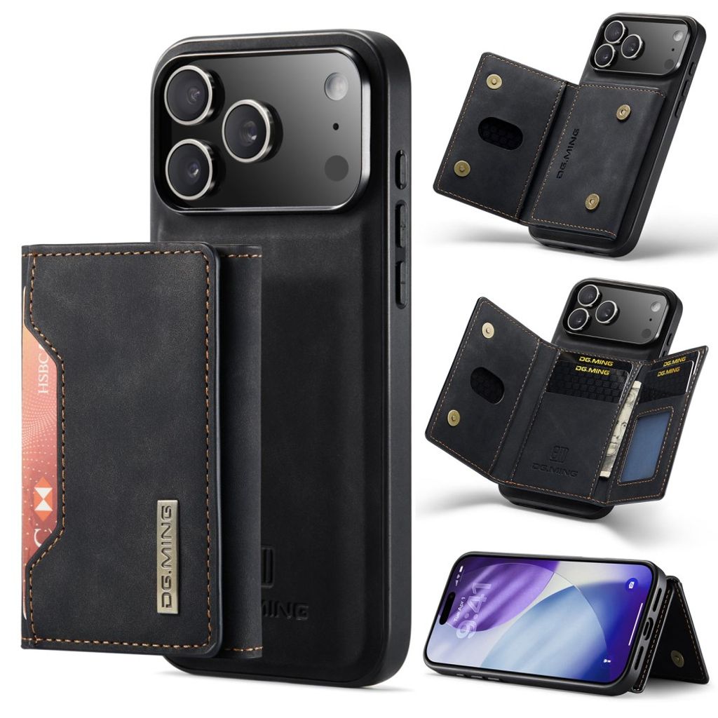 DG.MING iPhone 17 Pro skal with Wallet – svart