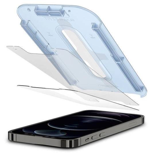 Spigen iPhone 12/12 Pro härdat glas skärmskydd Glas.Tr Ez Fit, 2-Pack