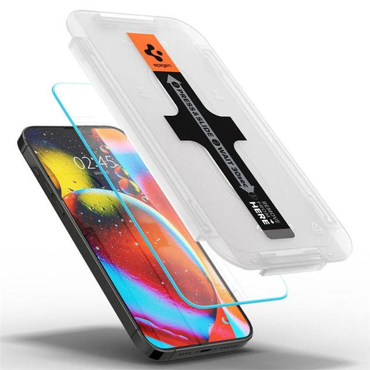 Spigen Glas.Tr Ez Fit iPhone 13/13 Pro/14/16e skärmskydd+Applicator, 2-pack