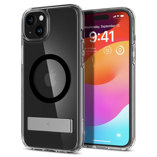 Spigen iPhone 15 Plus Ultra Hybrid skal S Magsafe skal med stativ - svart