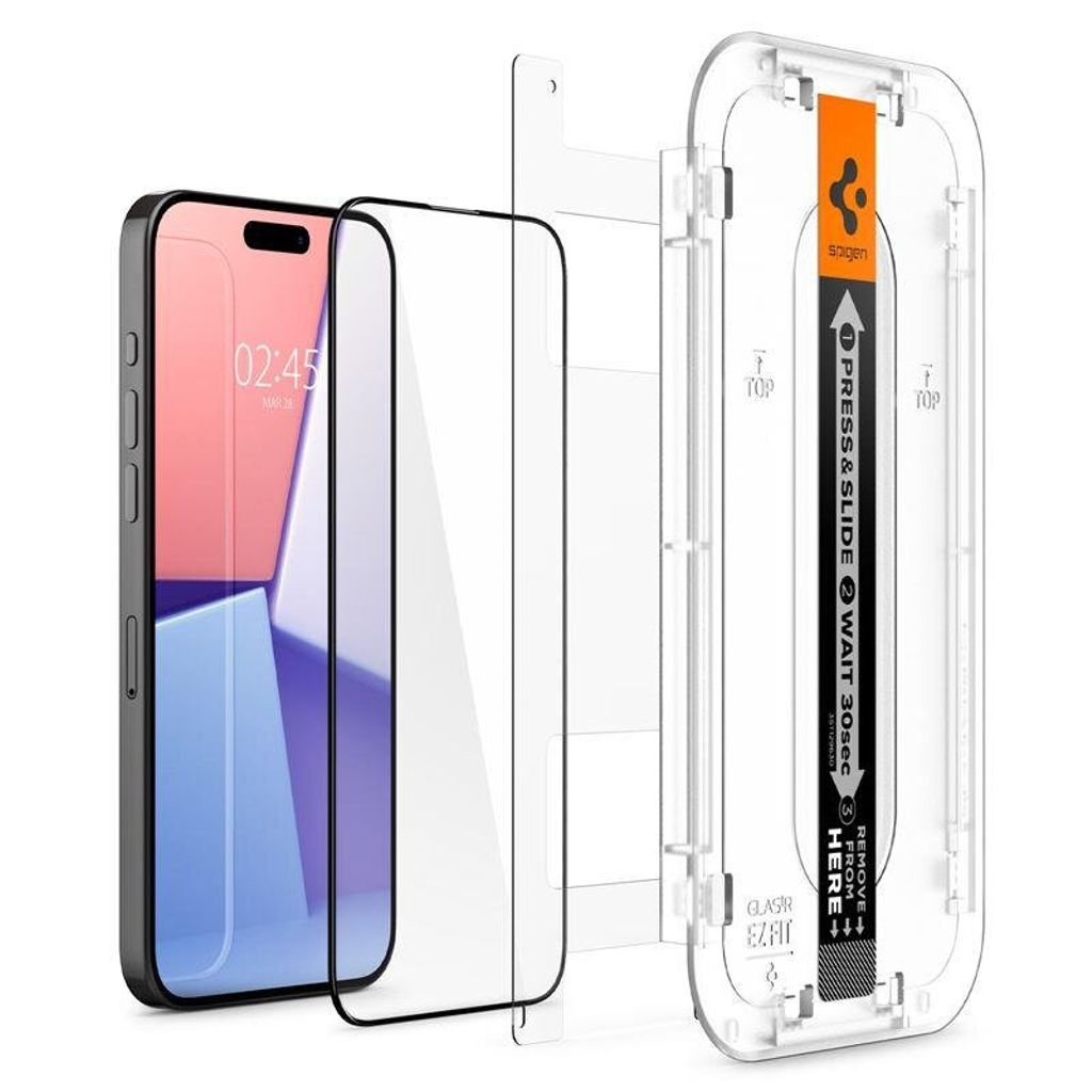 Spigen iPhone 15 Pro Max Glas.Tr "Ez Fit" skärmskydd härdat glas, 2-Pack - svart