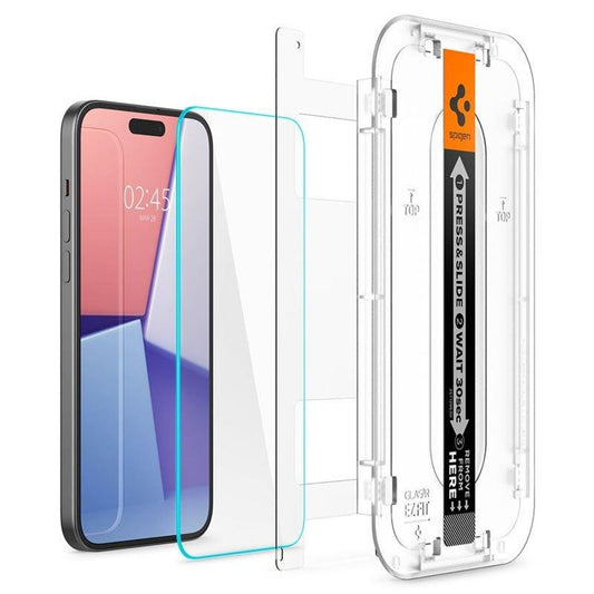 Spigen iPhone 15 Glas.Tr "Ez Fit" skärmskydd härdat glas – 2-Pack – transparent