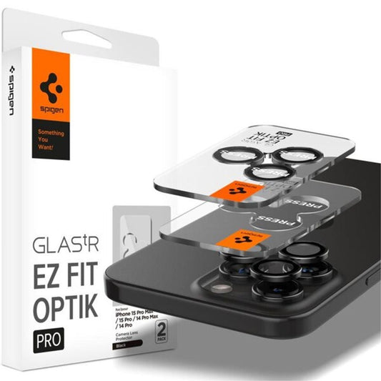 Spigen iPhone 15 Pro/Pro Max linsskydd Tr Ez Fit Optik Pro, 2-Pack