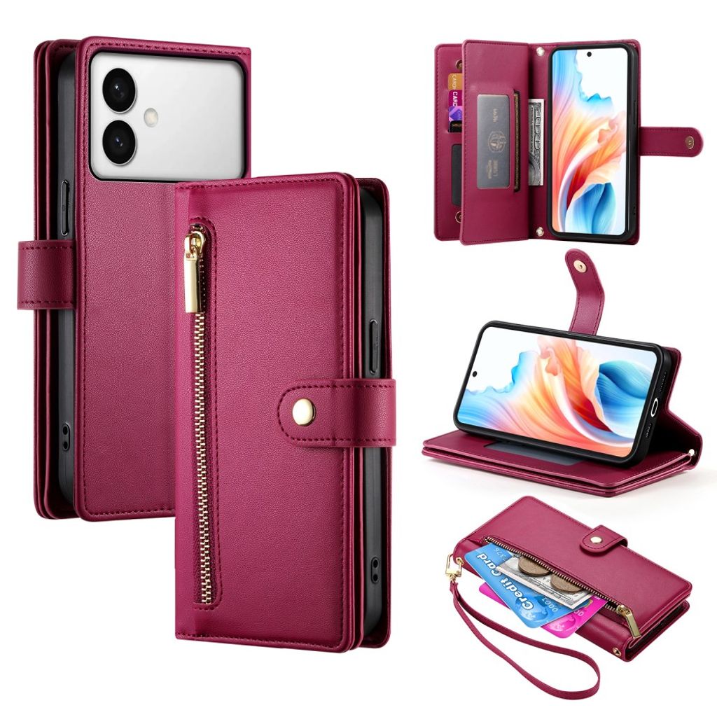 Samsung Galaxy S26 Edge Wallet Cover Detachable Straps - Red