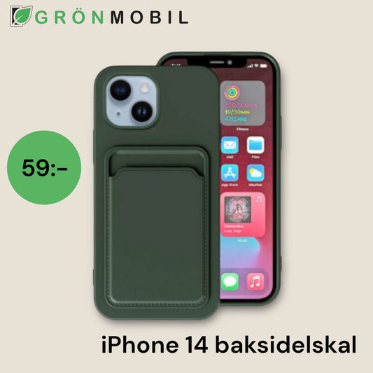 iPhone 14 Silikonskal med Korthållare - Militärgrön