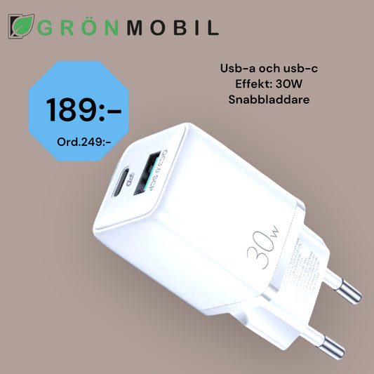 SiGN Mini Quick Charger USB & USB-C, PD & Q.C3.0, 3A, 30W - White