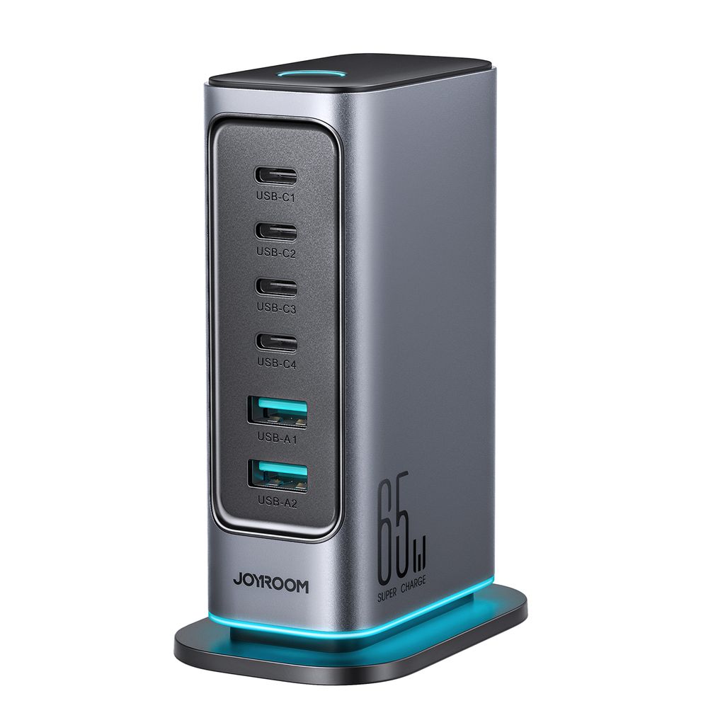 Joyroom 6-in-1 65W GaN Multi USB laddare 4x USB-C & 2x USB-A