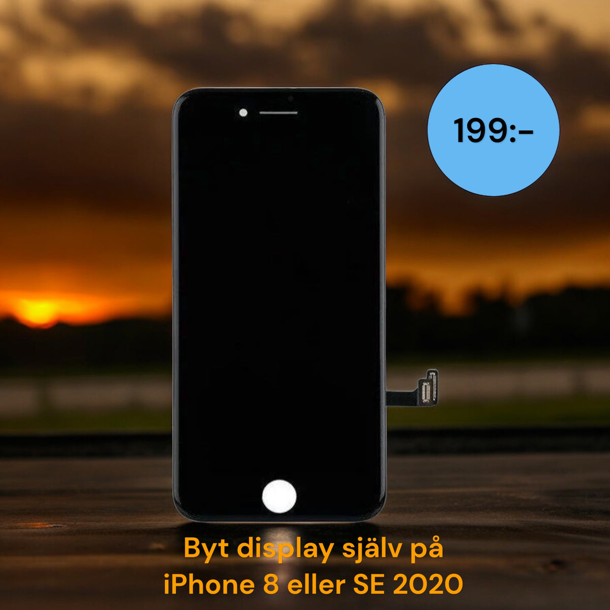 iPhone 8/SE (2020), LCD- Display Svart (laga själv hemma)