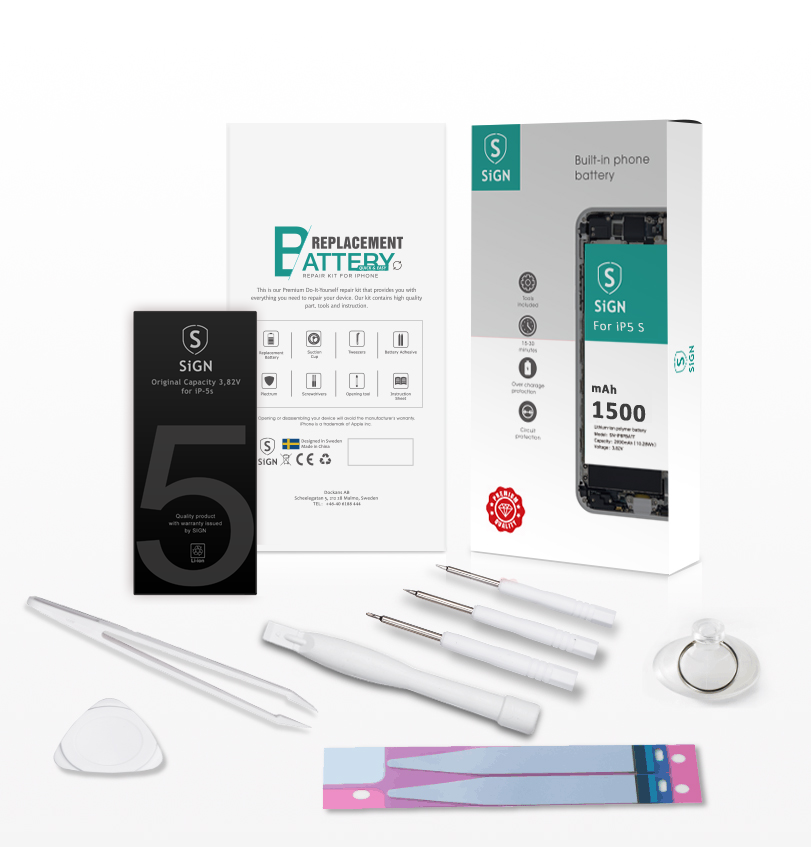 SiGN Complete batteri reservdel Kit – iPhone SE 2016