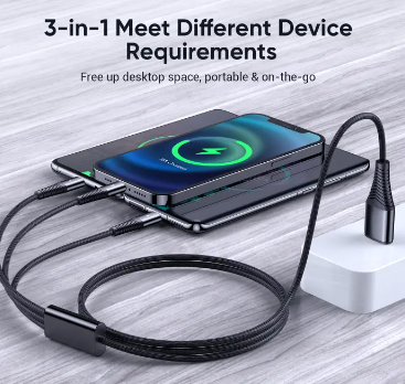 SiGN 3-in-1 Cable Lightning, USB-C, Micro-USB, 3A, 1.2m - Black