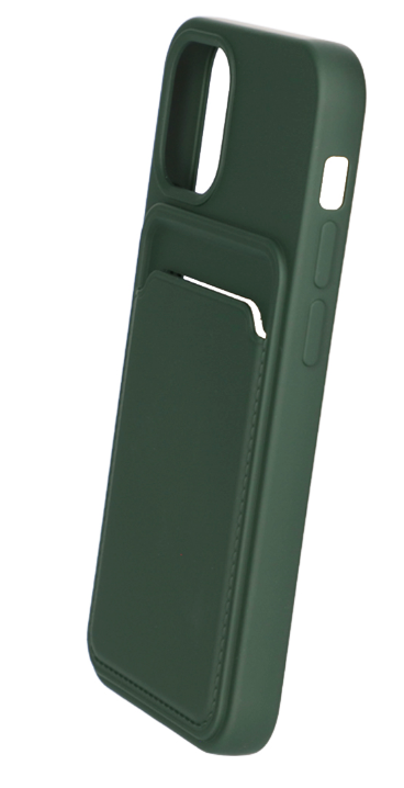 iPhone 12 Mini Silikonskal med Korthållare - Militärgrön